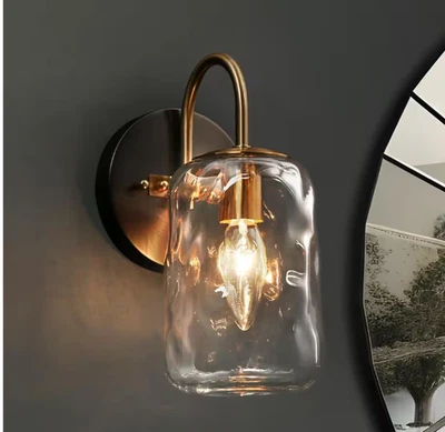 Aplique de pared gris bronce claro latón tarro de albañil vidrio baño tocador luz Foto 1 de 4