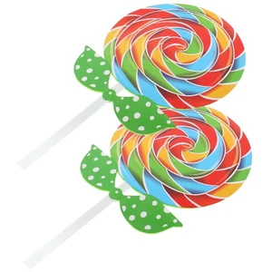 2 Pcs Candy Ornaments Large Lollipop Prop Giant Lollipops Jumbo Huge - Picture 1 of 10