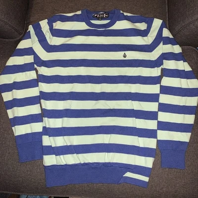 Women’s Volcom Green / Blue Striped Sweater ~ Size Medium - Image 1 of 4