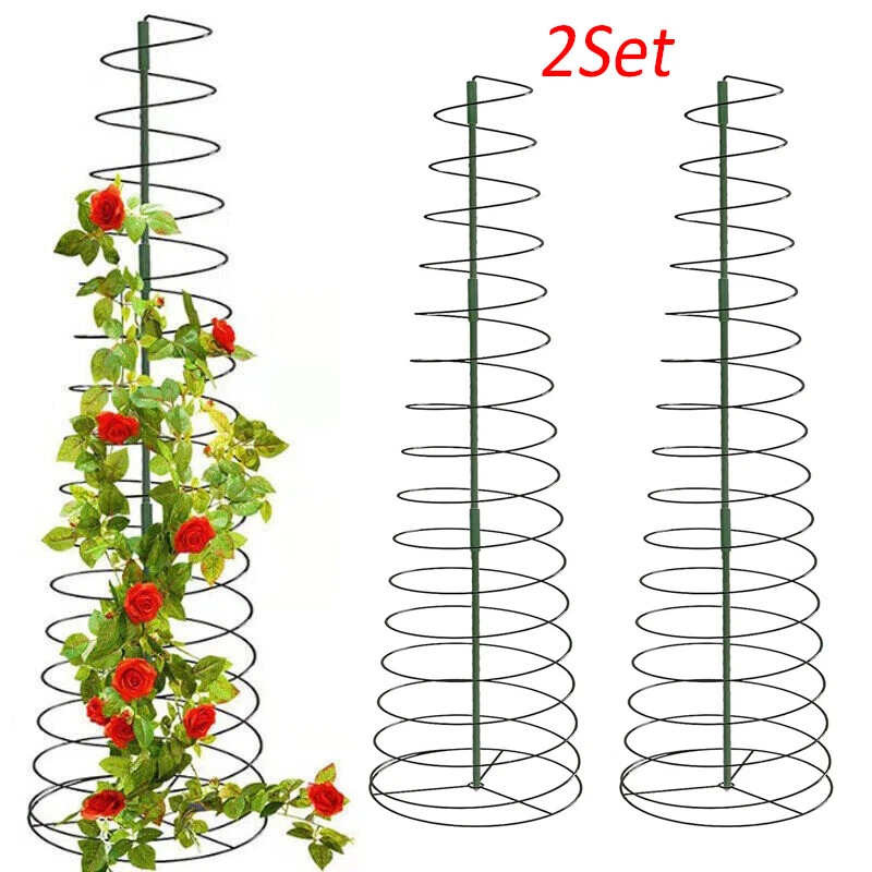53" Garden Climbing Tomato Flower Plant Vegetable Grow Spiral Support Frame Cage