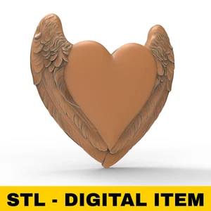 Heart With Angel Wings File for CNC Router 3D Printer Laser Machine Sculpture - Picture 1 of 2