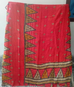 Indian Handmade Quilt Vintage Kantha Bedspread Throw Cotton Blanket Ralli Gudari - Picture 1 of 2