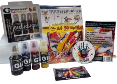 GIC (GERMAN INK COMPANY) Ecotankdrucker ET-2811 z.Sublimationsdrucker umrüsten-Tinte, Papier + ICC Profil