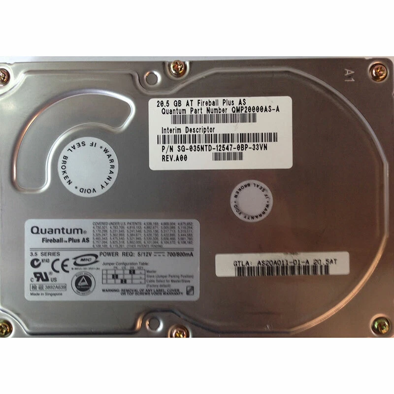 AS20A011-01-A - Quantum 20GB 7200 RPM IDE 3.5" HDD - Image 1 of 1