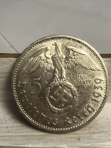 1939 B 5 Mark Deutsche 2.WK Silbermünze Drittes Reich hochwertig mit Glanz kostenloser Versand T - Bild 1 von 2