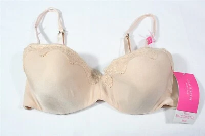 Sutiã Isaac Mizrahi IM15722 Verdadeiro Acabamento em Renda Balconette 36C Bege - Imagem 1 de 2