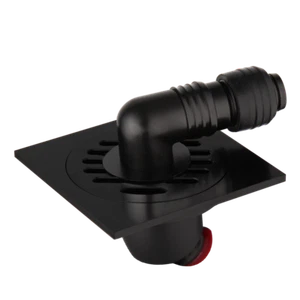 4"Bathroom Black Floor Drain Cover Home+Pipe Connector Washing Machine Square - Picture 1 of 23