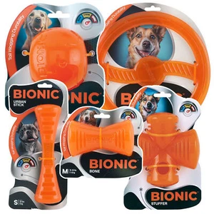 BIONIC Rubber Dog Chew Toys Bone Stick Ball Frisbee Tough Durable Outdoor Play - Picture 1 of 11