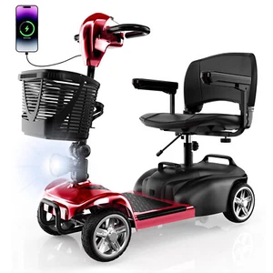 X02 Red Mobility Scooter Electric Wheelchair 4 Wheel Folding Adults NEW - Picture 1 of 12