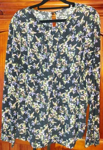 David Lawrence Silk 14-16 Purple Pink Floral Long Sleeve Blouse part lined Large - Picture 1 of 7