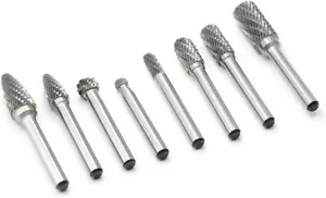 8Pcs Tungsten Carbide Burrs Rotary Burr Set Head 1/4'' Shank Die Grinder Bit - Picture 1 of 7