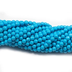 Cuentas sueltas redondas lisas turquesa azul ruso natural 4-5 mm AAA+ 12" - Imagen 1 de 15
