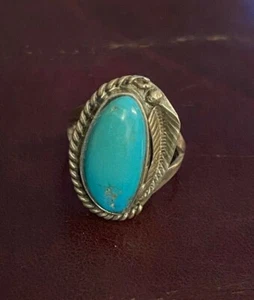 Vintage Sterling Silver Turquoise Ring Southwestern Size 7 ๐ - Picture 1 of 7