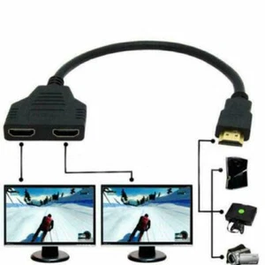 1 In 2 Out HDMI Splitter Amplifier Duplicator Full HD 1080p 3D V1.4 DVD - Picture 1 of 1