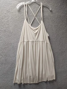 Old Navy Sundress Womens 3XL Ivory Spaghetti Strap Pockets Beachcore Boho NWT - Picture 1 of 9