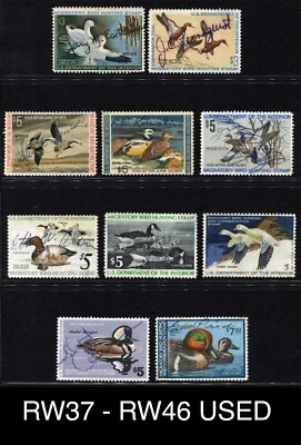 1970-1979 USED RW37 - RW46 RW38 RW39 RW40 RW41 RW42 RW43 RW44 RW45 Duck Stamps - Image 1 of 4