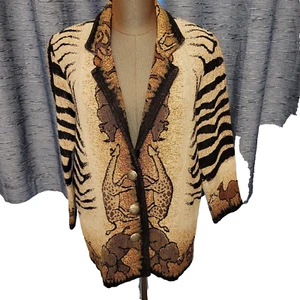 Vtg Womens Painted Pony Giraffe Safari African Wildlife Blazer Jacket Sz Large - Picture 1 of 11