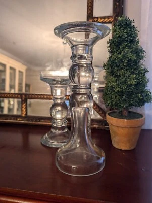 Candelabro Chelsea Southern Living at Home vidrio transparente 11" pilar cónico - nuevo en caja Foto 1 de 3