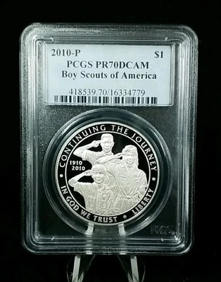 2010 P $1 BOY SCOUTS OF AMERICA COMMEMORATIVE DOLLAR PCGS PF70DCAM  #5825 - Image 1 of 2