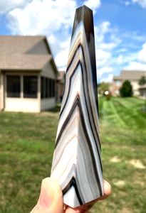 POLISHED NATURAL  AGATE  OBELISk -  5 3/8 IN. TALL - Picture 1 of 7