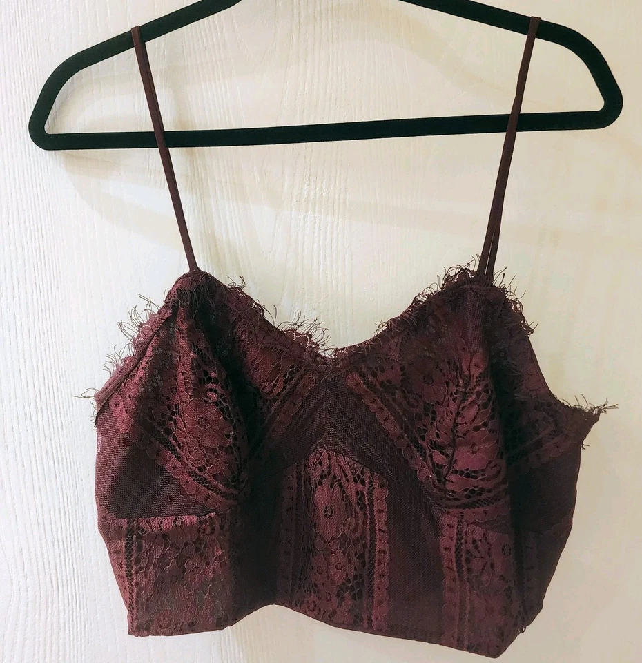 Top bralette de encaje Xhilaration Merlot para mujer talla GRANDE Foto 1 de 3