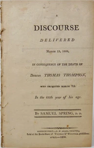 1808 Trauerpredigt für Diakon Thomas Thompson, Newburyport Massachusetts - Bild 1 von 1