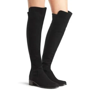 BOTAS DE GAMUZA NEGRAS STUART WEITZMAN RESERVE 9 NUEVAS EN CAJA POR ENCIMA DE LA RODILLA ELÁSTICAS CHIC - Imagen 1 de 10
