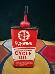 Vintage Schwinn Bicycle Approved Premium Quality Cycle Oil 4 Fl Oz Tin Can - Foto 1 di 5