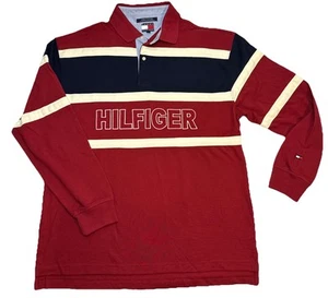 Vtg 90s Tommy Hilfiger Rugby Polo Colorblock Mens XL Long Sleeve Rare Pristine - Picture 1 of 10