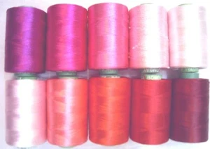 10 ROSY SOLID RAYON MACHINE Embroidery Thread Washable Durable 984Y RP3 CRAFT - Picture 1 of 1