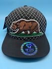 Top Level Men's California Republic Bear Hat Cap Black Quilted