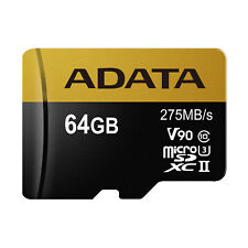 64GB Adata Premier ONE MicroSDXC UHS-II U3 Class10 V90 275MB/s Speicherkarte