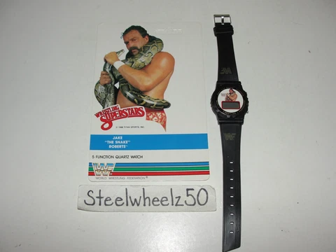 Vintage WWF Jake The Snake Roberts Watch 1988 Wrestling Superstars Card WR-4 WWE Cover