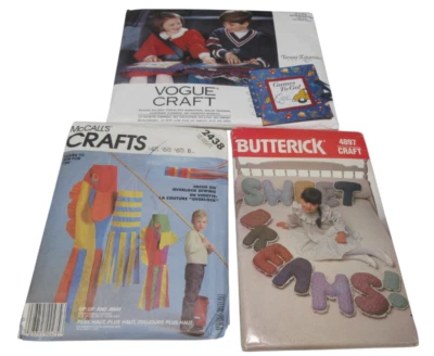 KIDS CRAFT Pattern Butterick 4897 Letter Pillow 1177 Games McCalls 2438 Windsock - Image 1 of 4