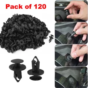 120x 8mm Car Hole Plastic Rivet Fastener Fender Bumper Push Pin Clip Universal - Foto 1 di 7