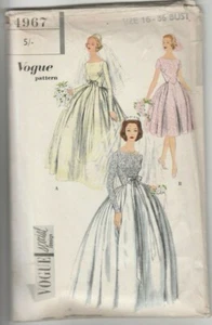 Rare Vintage 1959 Vogue Sewing Pattern 4967 Wedding & Bridesmaid Dress B36 16 - Picture 1 of 3