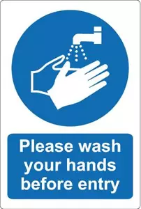 More details for please wash your hands before entry safety sign