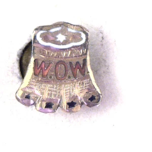 Antique 10k Yellow Gold Enamel Miniature WOW Woodman of the World Lapel Pin N956 - Picture 1 of 4