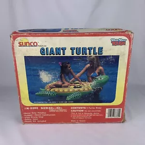 Vintage Sunco Giant Turtle Rider 62” x 52” Inflatable Pool Float 1988 #N-8362 - Picture 1 of 7