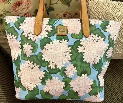 Bolso de Mano Dooney Bourke Grande Shopper Hortensia Floral Flor Azul Blanco Verde Foto 1 de 4