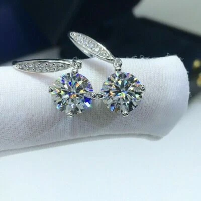 3Ct Round Cut Lab Created Diamond Drop & Dangle Earrings 14K White Gold Plated - Image 1 of 4