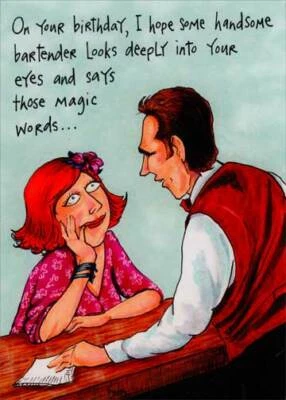 Handsome Bartender Funny Birthday Card - Greeting Card by Oatmeal Studios