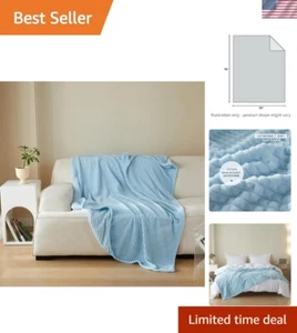 Elegante blaue Sommer Fleecedecke - 50x70 cm weich und flauschig für jedes Alter - Bild 1 von 10