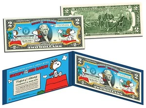 PEANUTS *SNOOPY vs. RED BARON* Legal Tender U.S. $2 Bill *OFFICIALLY LICENSED* - Picture 1 of 3