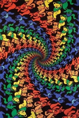 Nuevo colorido mini cartel artístico hippie tapiz en espiral de osos bailando muertos agradecidos Foto 1 de 3