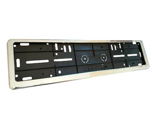 Silver - Chrome European Euro License Number Plate Holder Frame German Car Tag - Picture 1 of 3