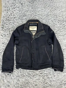 Abercrombie Fitch Jacket Mens Small Blue Elk Lake Wool Flannel Lined Y2K Vintage - Picture 1 of 15