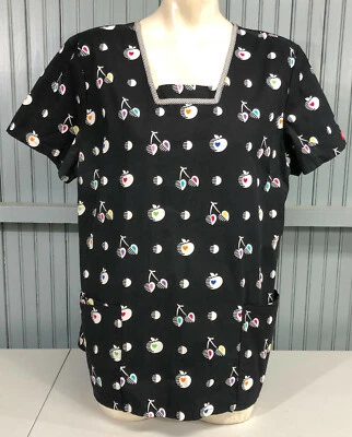 Top Médico Dickies Apple Orchard XL Negro Uniforme de Trabajo Algodón  Foto 1 de 4