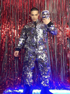 2022 Glitter Sequin Jumpsuit Party Costume Male Dancer Singer Stage Costume 