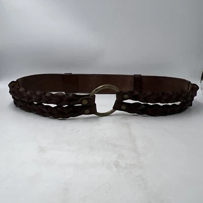 Cinturón ancho de cuero genuino trenzado marrón M/L mediano grande Chico’s para mujer Foto 1 de 4